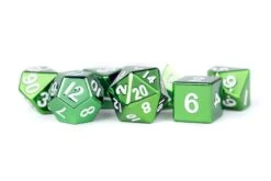 16mm Polyhedral Metal Dice Set: Green Painted