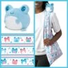 Plushie Tote Bag: White Transgender Pride Tote Bag And Blue Frog Plushie -Game Comics Store 033632326241 big