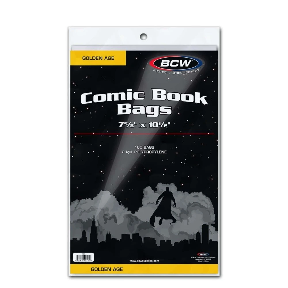 BCW Comic Bags, Golden - Standard, 7.625 X 10.5 (100) 3 BCW Comic Bags, Golden - Standard, 7.625 X 10.5 (100)